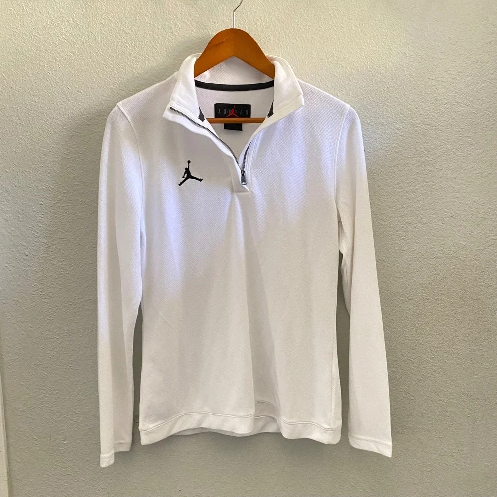 Jordan Dri-FIT Mens Quarter Zip Pullover White Jumpman DQ7917-100 Size S